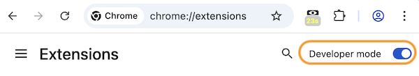Developer mode switch in extensions page